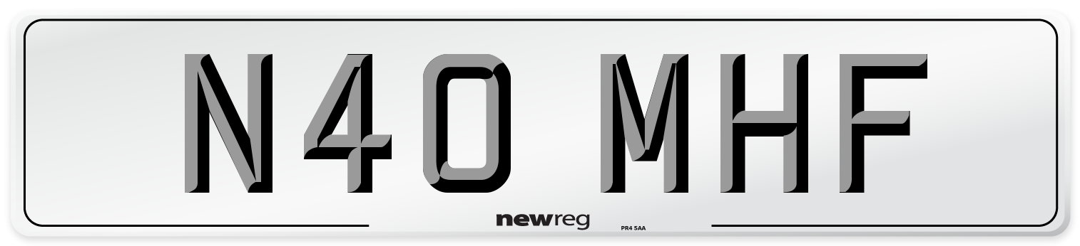 N40 MHF Number Plate from New Reg